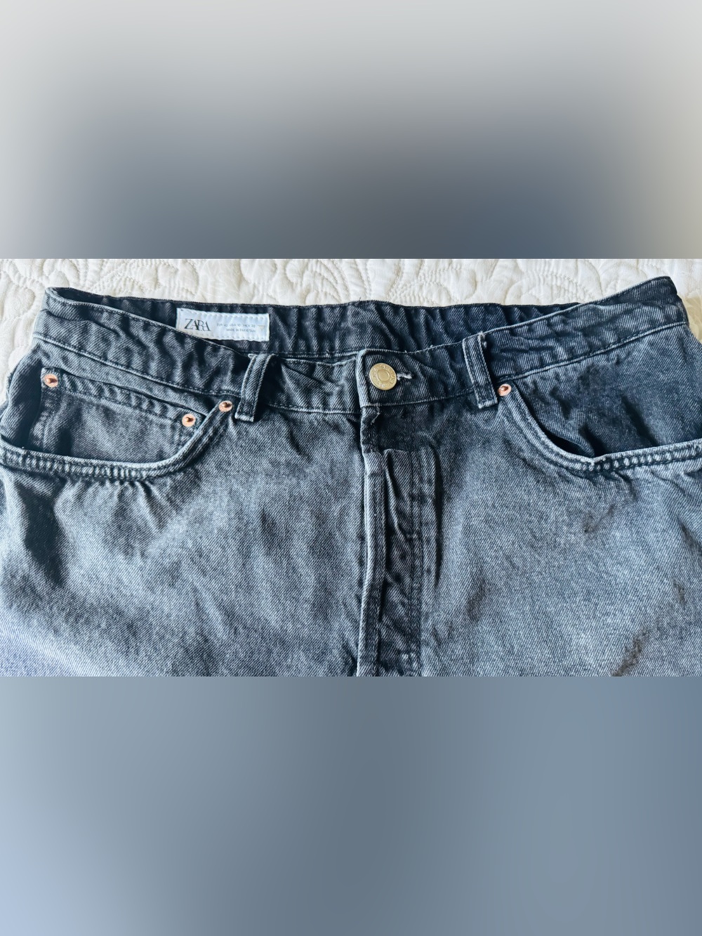 Zara High-Rise Washed Black Denim Jeans